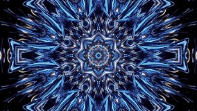 4K 3D Animation Futuristic kaleidoscope patterns. VJ Loop Psychedelic motion. Abstract Kaleidoscope Background. Motion Graphics Pattern. 4K Fractal Animation Footage