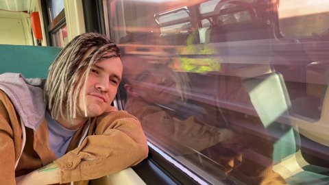 Young Relaxed Man Riding On Train Stock Footage Video (100% Royalty ...