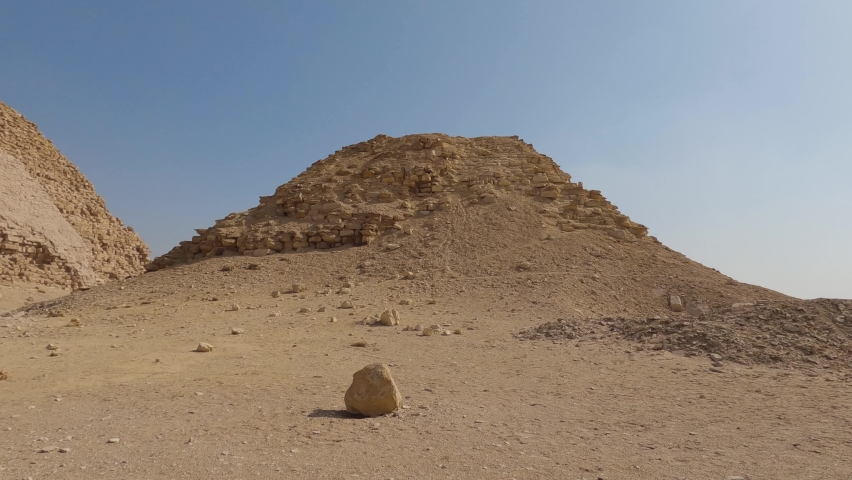 Aged Ancient Dahshur Bent Pyramid In Egypt On Hot Sunny Day. Royalty-Free Stock Footage #1091389587