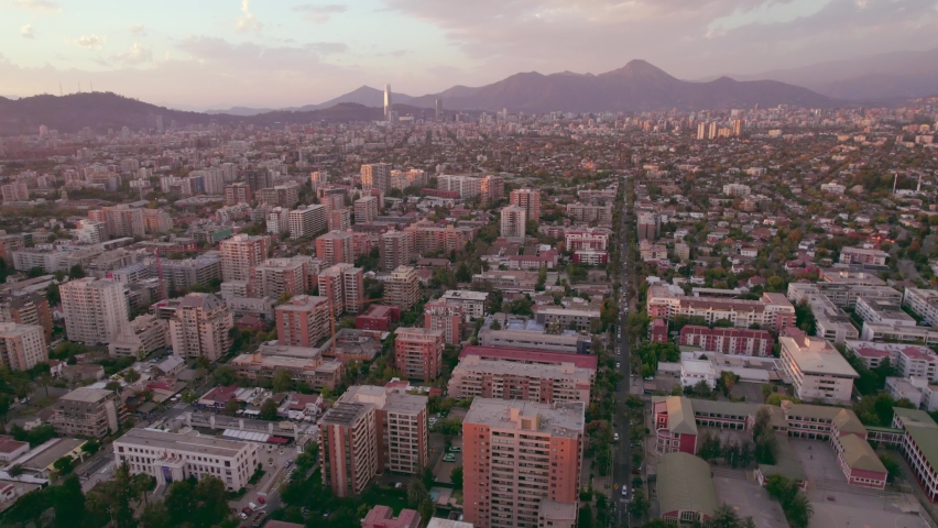 Aerial drone view over Residence area of ​​Nuñoa, Chile. 4K Videos