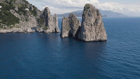 Aerial View Of Amazing Rock Formations In Gulf Of Naples, Italy.