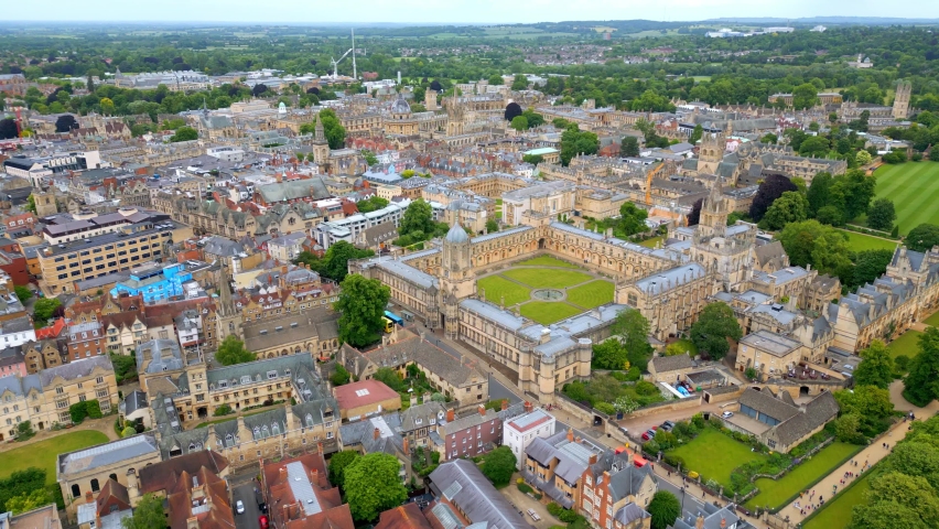 University of Oxford from above - Christ Church University aerial view - travel photography
