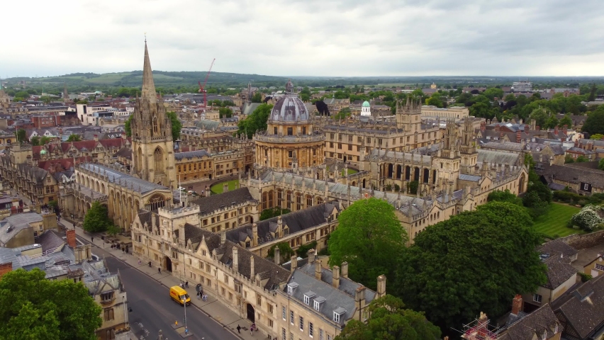 Aerial view over the city of Oxford with Oxford University - travel photography
