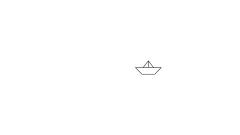 Paper boat floats on a white background