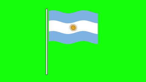 Argentina flag seamless loop animation. Chroma key, green screen. Waving flag.