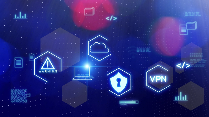 Abstract technology background, futuristic background online internet network VPN cyber security in cyberspace metaverse data science computer science, big data, cloud data digital world concept Royalty-Free Stock Footage #1091405769