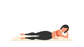 Side leg lift pulses exercise tutorial. Female workout on mat. Fitness woman exercising. Looped 2D animation with young girl character training. Sport and healthy lifestyle concept.