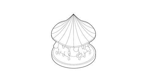 Carousel with horses icon animation best outline object on white background