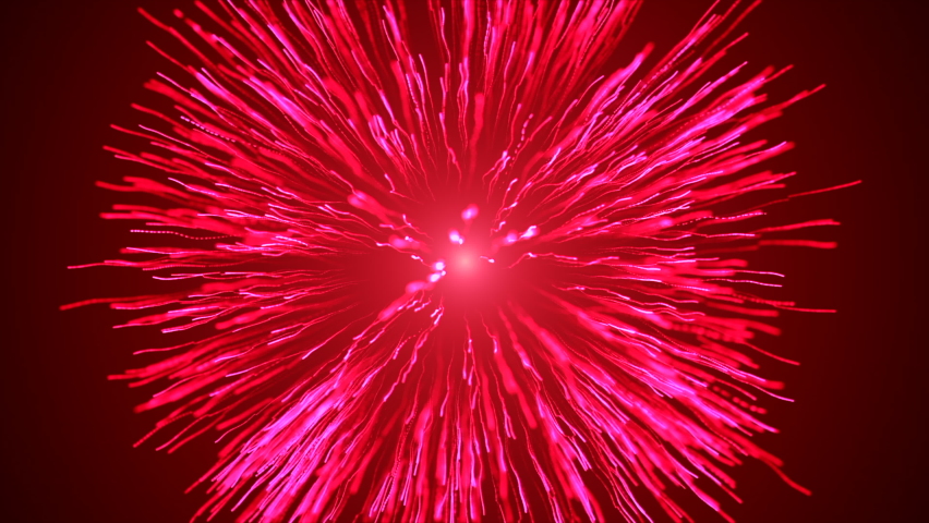 Red and blue background.Motion.Bright fireworks that fly in all directions made in abstraction. Royalty-Free Stock Footage #1091433081