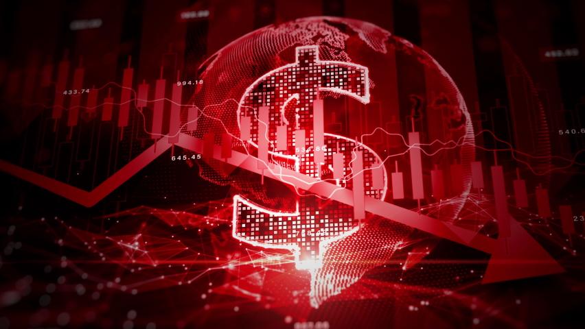Recession global market crisis stock red price drop arrow down chart fall, Stock market exchange analysis business and finance, Money losing moving economic inflation deflation investment loss crash - Powered by Shutterstock - Get 15% off with code: PIKWIZARD15