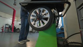 Car wheel test - tire balance and rotation