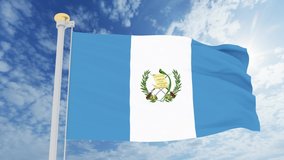 Waving Flag of Guatemala against a beautiful sky. 3d animation.