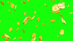 3D animation of Dollar symbol flowing from above - Green screen matte video