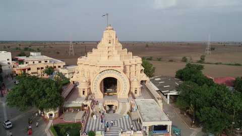 Palitana , Gujarat , India - 06 14 2022: Aerial shot of Palitan temple. The Palitana temples of Jainism are located on Shatrunjaya hill by the city of Palitana in Bhavnagar district, Gujarat, India.
