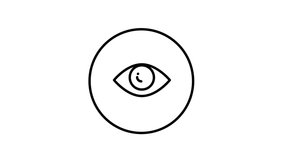 Eye line icon inside circle, view, open eye, looking, watching, black outline, line icon video animation. - Powered by Shutterstock - Get 15% off with code: PIKWIZARD15