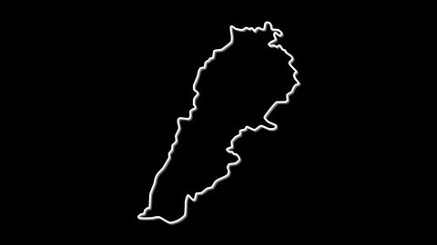 Lebanon map, country territory outline self drawing animation. Line art.