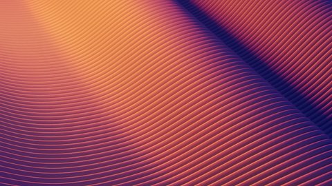 Abstract wavy lines background looped animation. 3D rendering of bright orange blue violet gradient colors. colorful live wallpaper, screensaver. glowing waves. motion graphics stock footage
