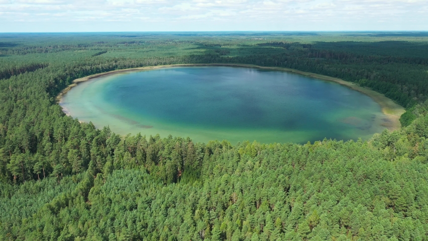 So called Plaskie lake aerial drone view 