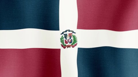 Animation of the national flag of the country of Dominican Republic fluttering in the wind with a fabric texture in 4K