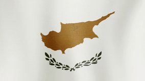 Animation of the national flag of the country Republic of Cyprus fluttering in the wind with a fabric texture in 4K