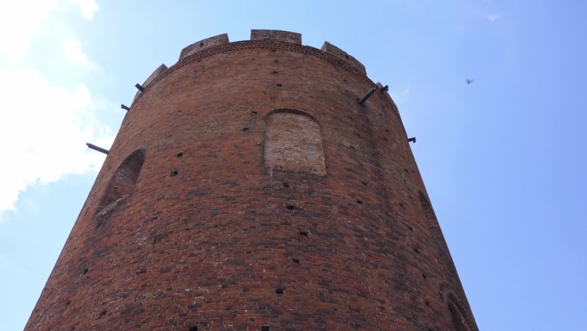 View of the medieval brick tower