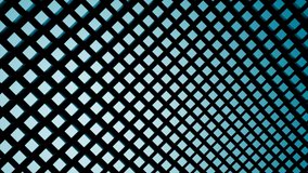 White and blue background.Design.A black grid of small squares in an abstraction that wobbles in different directions.