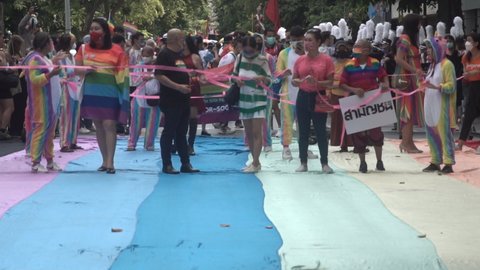 5th June 2022. Bangkok, Thailand. Thai LGBTIQN+ activist attend a rally, Members of the LGBTQ community and allies take part in a Pride month march.
