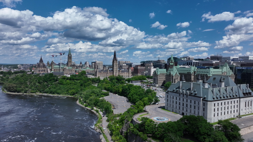 Aerial view of Ottawa Ontario Canada downtown summer of 2022 | Shutterstock HD Video #1091535429