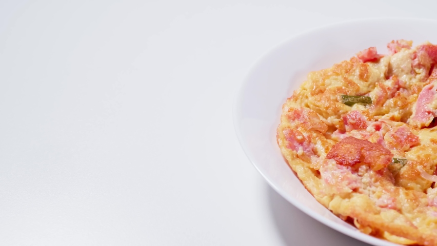 Omelette with fresh pork fermented pork. Asian food daily style.