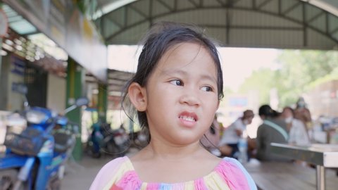 Happy Asian Little Girl Eating Popsicle Stock Footage Video (100% ...