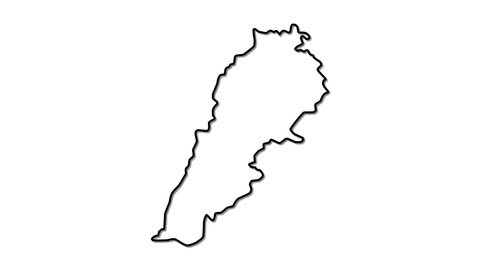 Lebanon map, country territory outline self drawing animation. Line art.