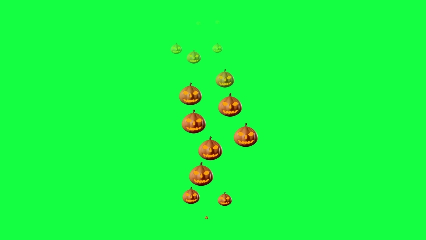 Halloween pumpkin 3D animation isolated on green background. Concept happy halloween in october. | Shutterstock HD Video #1091554311