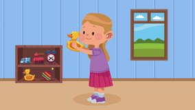 happy little girl playing with toy animation , 4k video animated - Powered by Shutterstock - Get 15% off with code: PIKWIZARD15