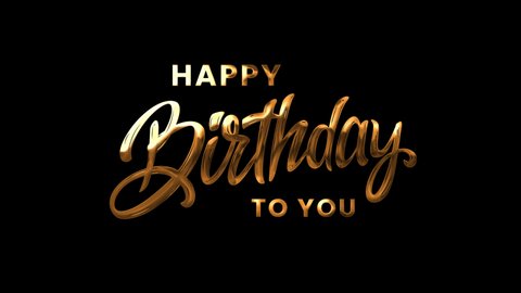 Happy Birthday Handwritten Animated Gold Text Stock Footage Video (100% ...