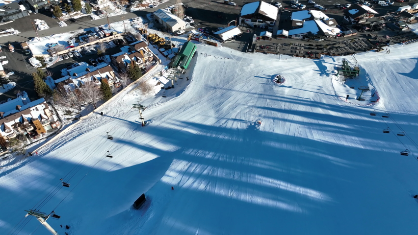 Aerial view of mountain ski resort with beautiful winter landscape in Big Bear Lake | Shutterstock HD Video #1091564479