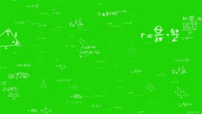 Camera flies Through matrix made of white Math and Equation on Greenscreen Alpha Background. Handwritten geometrical figures, calculations and Mathematical analysis. Cognitive process. Seamless loop - Powered by Shutterstock - Get 15% off with code: PIKWIZARD15