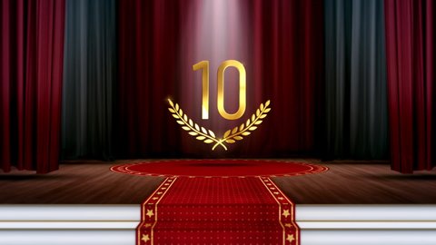 3D animation of Red carpet Opening luxure with the number ten