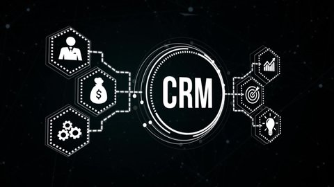 Internet, business, Technology and network concept.CRM Customer Relationship Management. Virtual button.