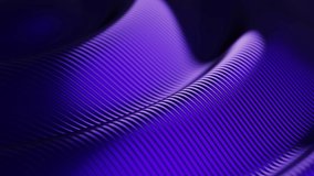 Blurred elegant blue-violet gently wavy stripes ripple. Satin art shiny Christmas abstract 3D video loop motion 3D for presentation background pattern design.