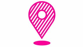 Animated pink distance marker icon. Looped video. Vector flat illustration isolated on a white background.