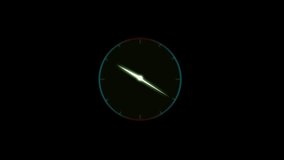 isolated colorful clock shows time on black background animation video