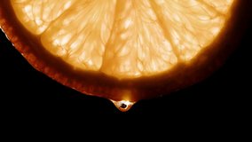 Juicy orange slice on black background. Citrus fruit close-up texture, healthy sweet food. Summer refreshment concept. - Powered by Shutterstock - Get 15% off with code: PIKWIZARD15