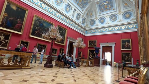 Saint Petersburg, Russia, May 11, 2021. Winter Palace in St. Petersburg, interior of the Hermitage Museum. One of the most famous tourist destinations in the world.
