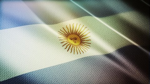 Waving flag of Argentina fabric texture 3d animation.