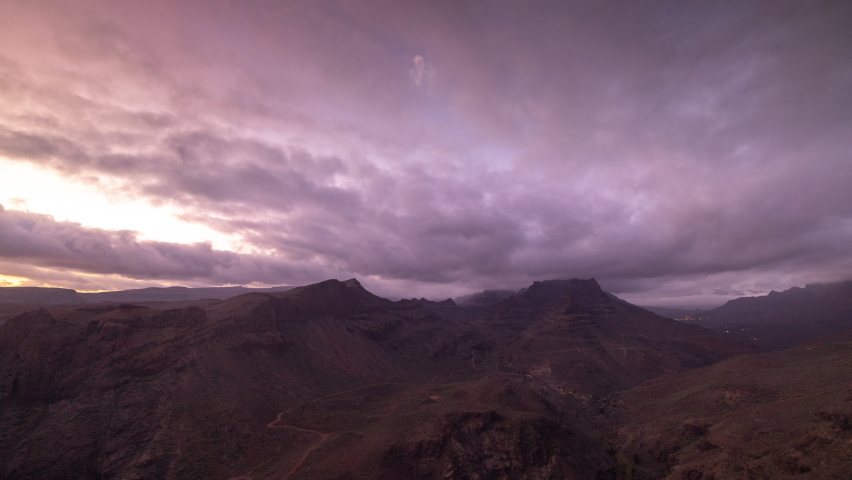 A timelapse at sunset of the mountainous interior of gran canaria, spain | Shutterstock HD Video #1091612789