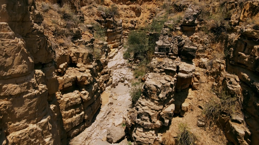Aerial drone footage of Canyon desert landscape. High cliffs of sandstone rocks. | Shutterstock HD Video #1091613467