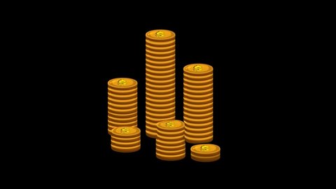 Golden dollar coin animated black background