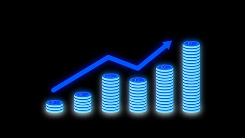 Coin business graph animated black background