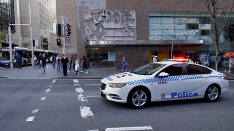 SYDNEY, NSW, AUSTRALIA. APRIL 24 2022. Australia Genocide demo led by police car through Sydney. Australian-Armenian community to hold marches for justice on Genocide Remembrance Day.