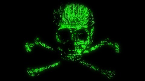 Alarming Animated Cyber Hacking Skull Cross Stock Footage Video (100% Royalty-free) 1091657449 ...